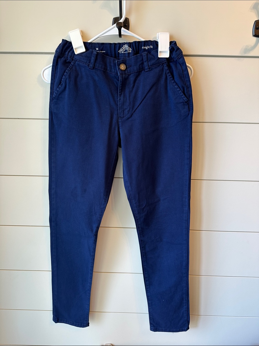 Navy Kids Chino Pants - Straight Fit size 14